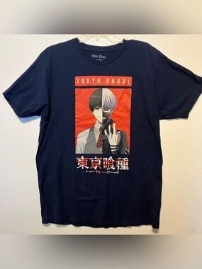 Graphic Tokyo  Ghoul L Tee - Navy with Red Print